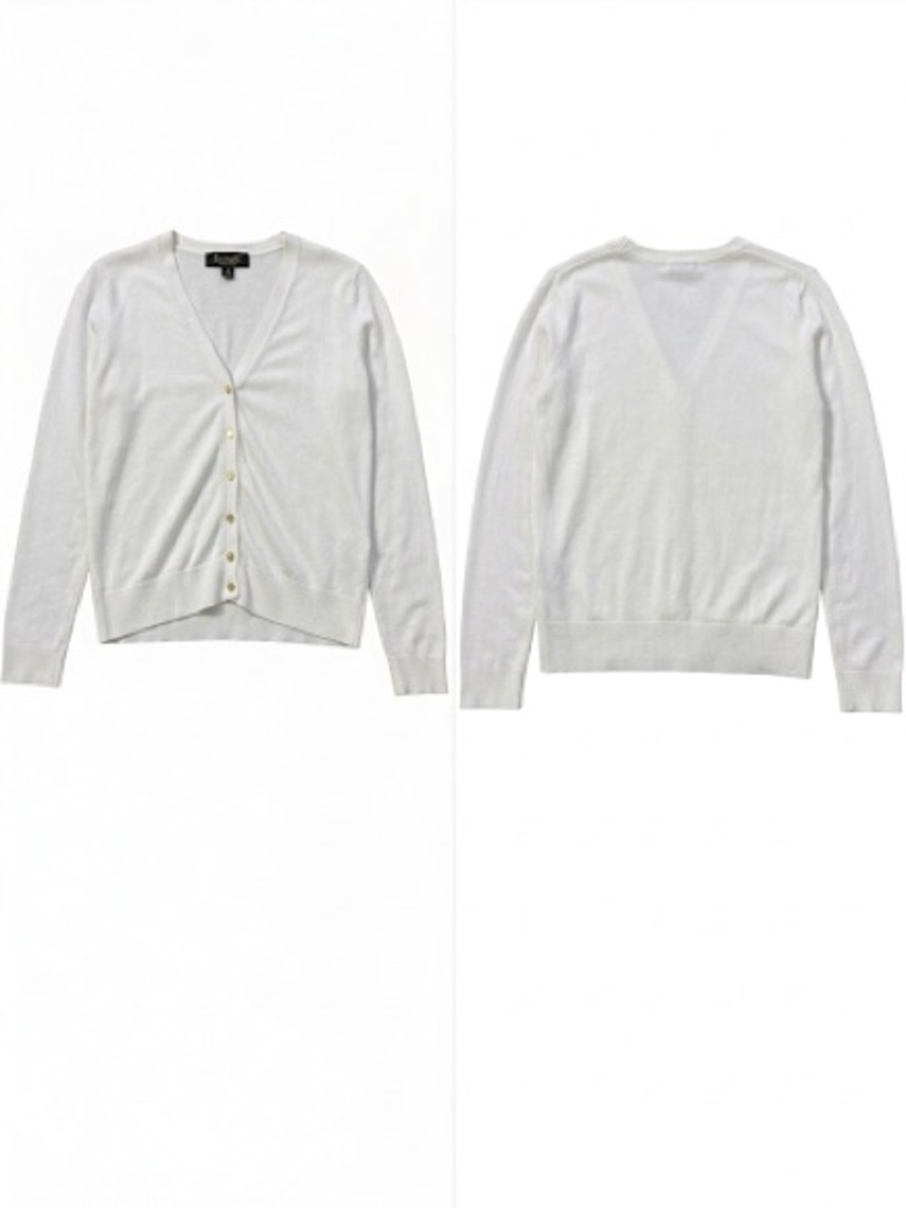 Lightweight White V-Neck Button Front Cardigan